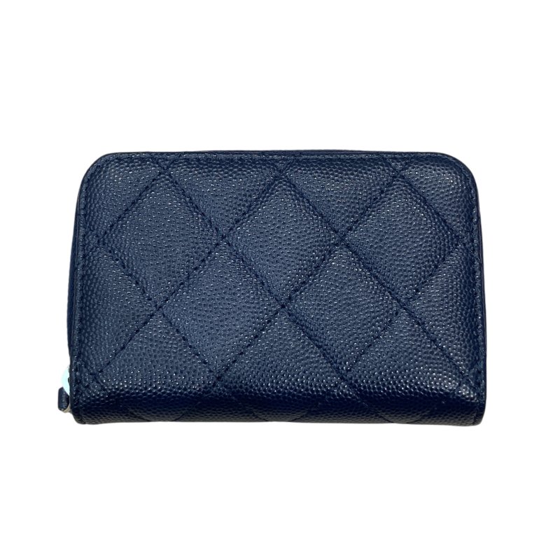 CHANEL 香奈兒 AP3830 荔枝牛皮 零錢包 海軍藍 銀釦-1
