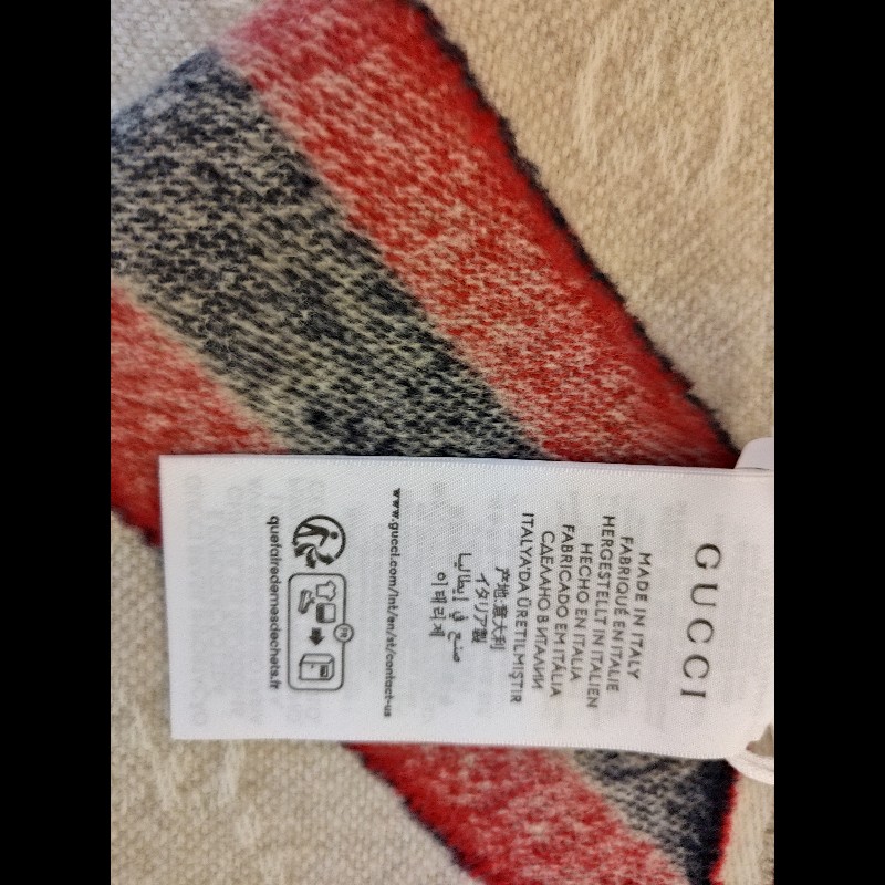 GUCCI 滿版GG logo羊毛圍巾（奶茶色）-8