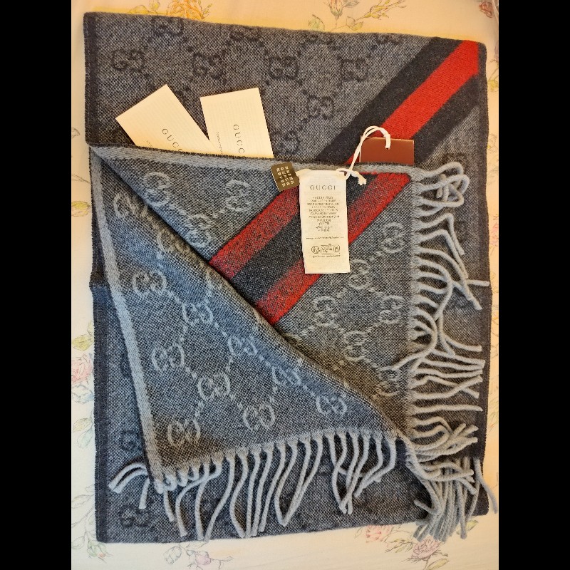 GUCCI 滿版GG logo羊毛圍巾-6