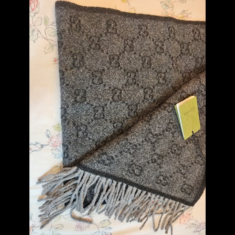 GUCCI 滿版GG logo羊毛圍巾-3