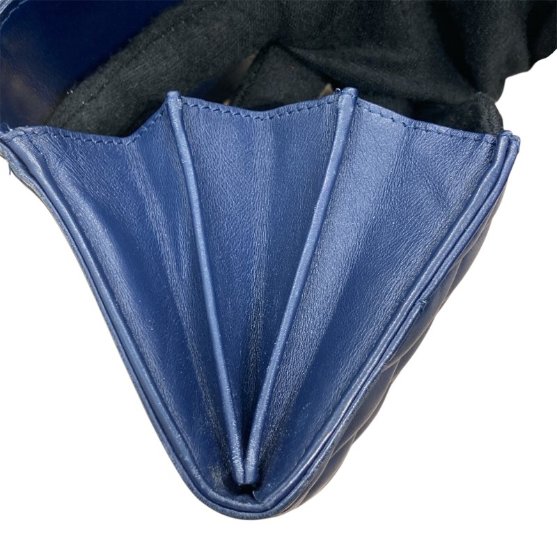 CHANEL 香奈兒 A80286 BOY系列 羊皮 長夾 海軍藍 金釦-7