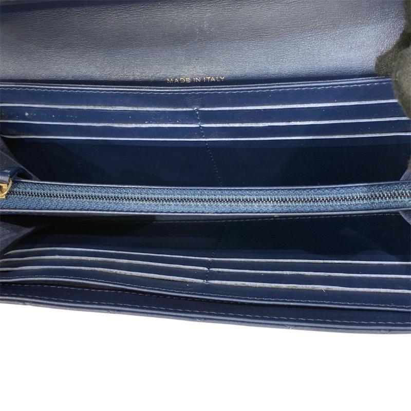 CHANEL 香奈兒 A80286 BOY系列 羊皮 長夾 海軍藍 金釦-17