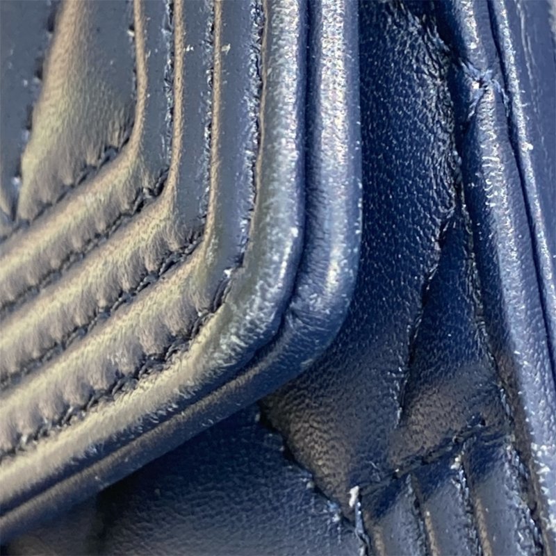 CHANEL 香奈兒 A80286 BOY系列 羊皮 長夾 海軍藍 金釦-19