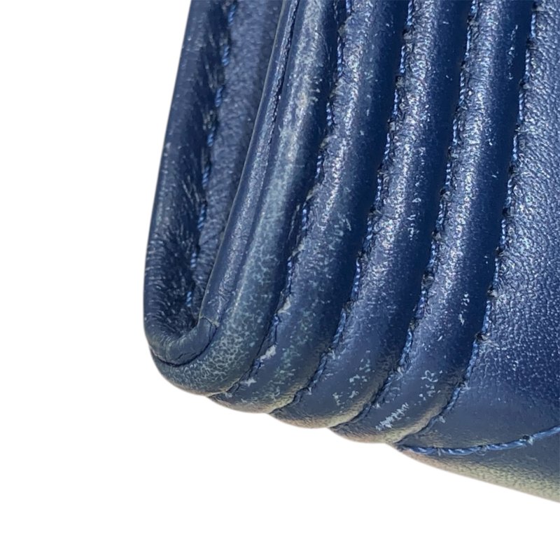 CHANEL 香奈兒 A80286 BOY系列 羊皮 長夾 海軍藍 金釦-26