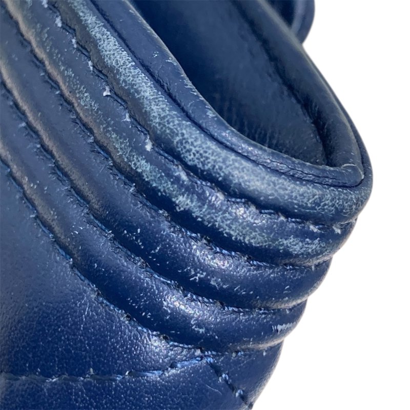 CHANEL 香奈兒 A80286 BOY系列 羊皮 長夾 海軍藍 金釦-27