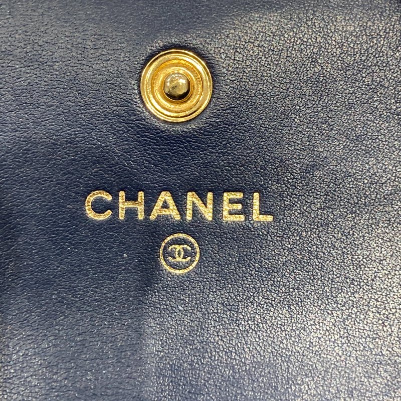 CHANEL 香奈兒 A80286 BOY系列 羊皮 長夾 海軍藍 金釦-30