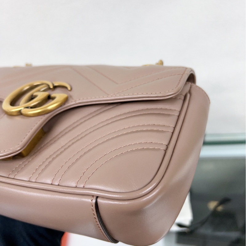 Gucci marmont 22 藕粉馬夢鏈條包-2