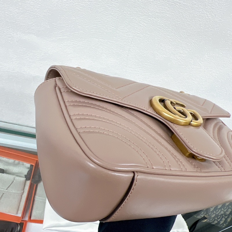 Gucci marmont 22 藕粉馬夢鏈條包-3