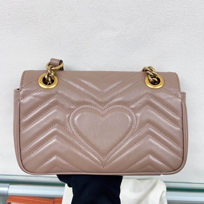 Gucci marmont 22 藕粉馬夢鏈條包-4