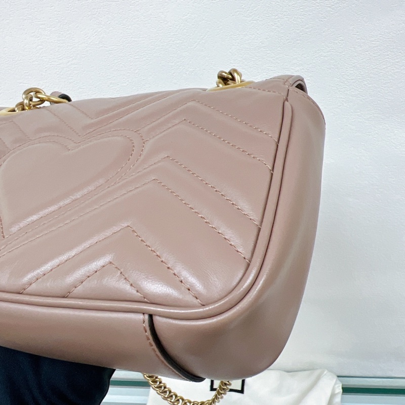 Gucci marmont 22 藕粉馬夢鏈條包-5