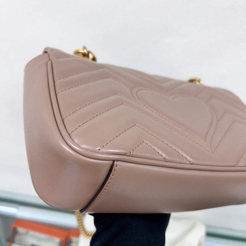 Gucci marmont 22 藕粉馬夢鏈條包-6