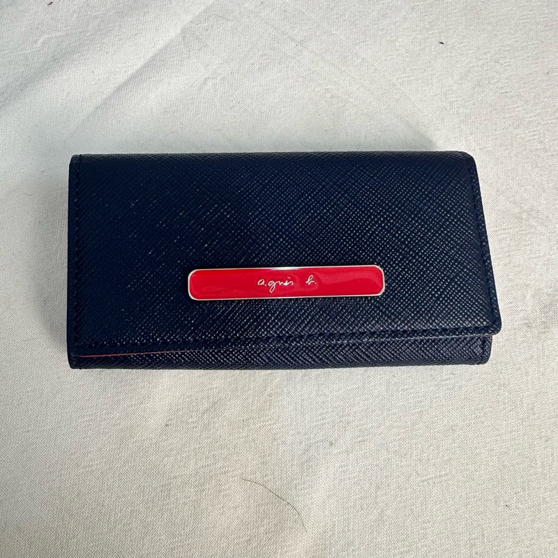 Agnes B 藍色釦式鑰匙包-2