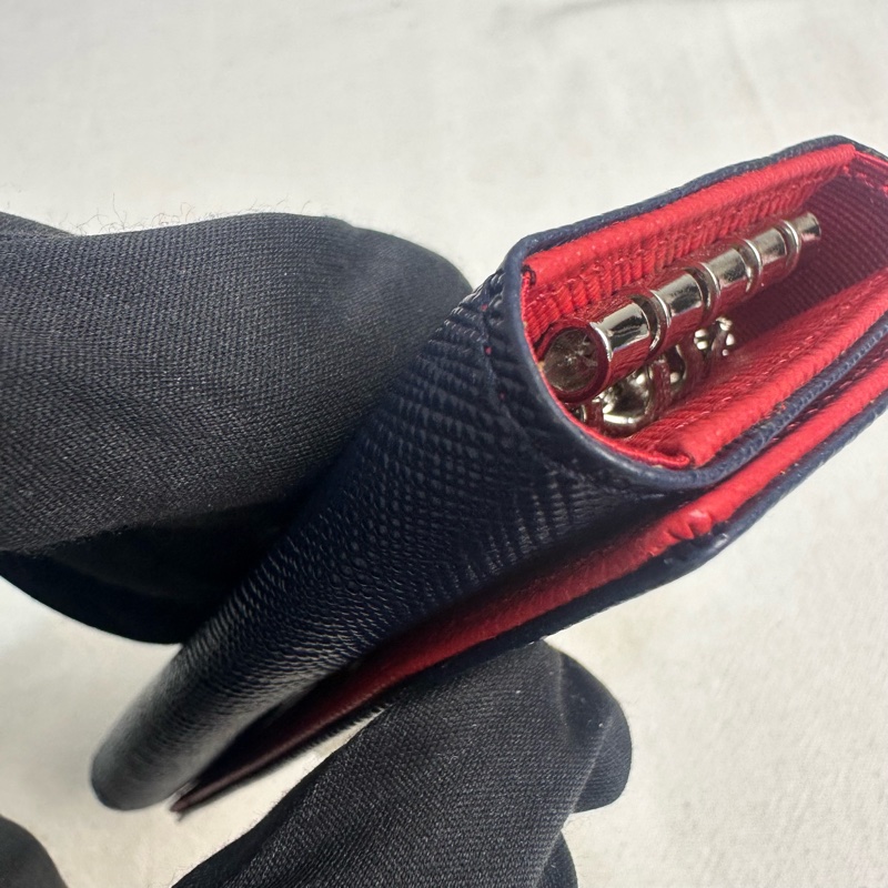 Agnes B 藍色釦式鑰匙包-4