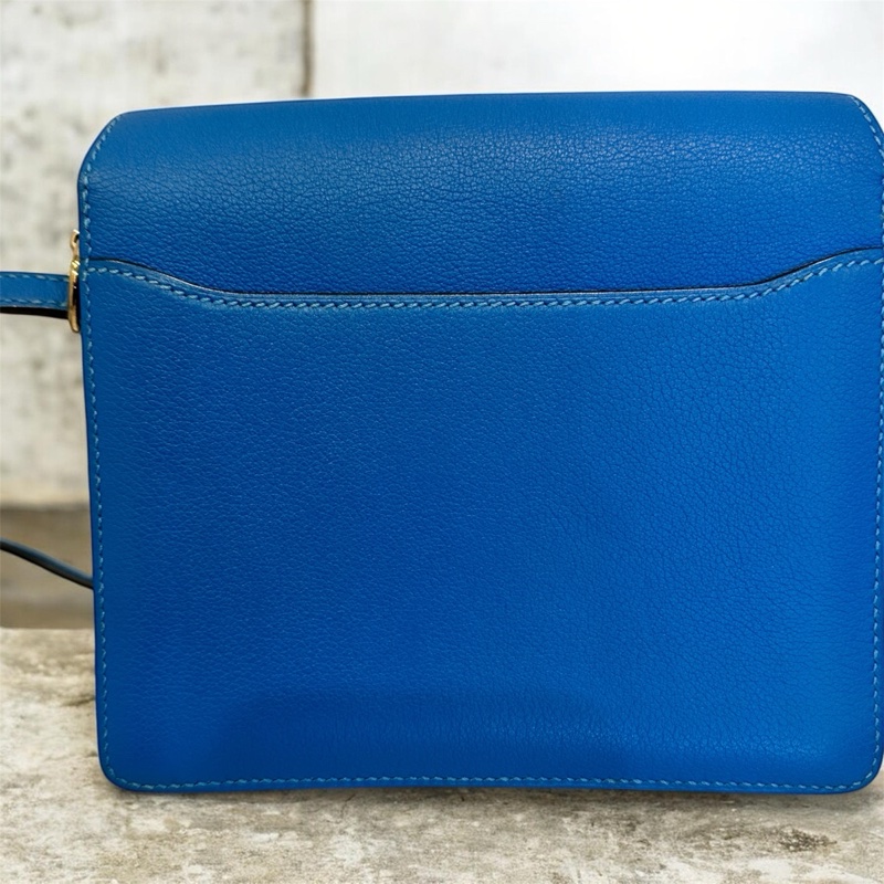 Hermès Mini Roulis 19 坦桑尼克藍el皮銀扣肩背包-3