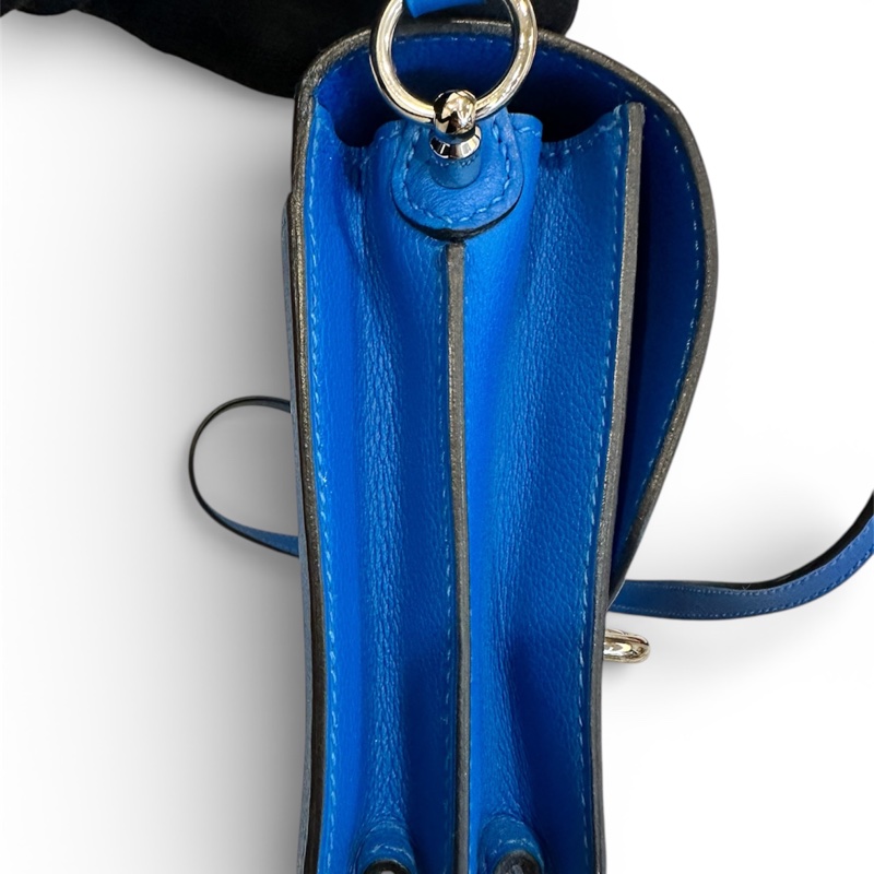 Hermès Mini Roulis 19 坦桑尼克藍el皮銀扣肩背包-6