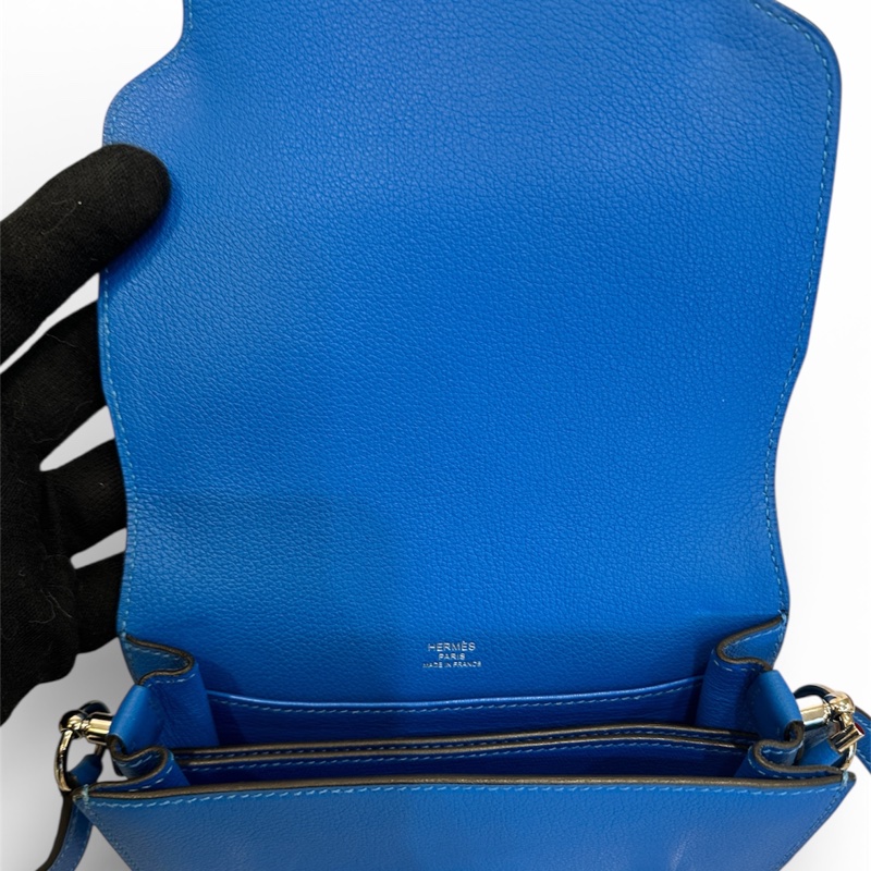 Hermès Mini Roulis 19 坦桑尼克藍el皮銀扣肩背包-7