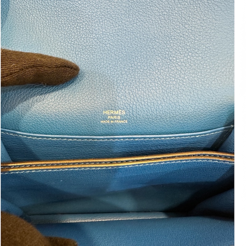Hermès Mini Roulis 19 坦桑尼克藍el皮銀扣肩背包-8