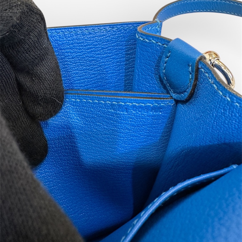 Hermès Mini Roulis 19 坦桑尼克藍el皮銀扣肩背包-9
