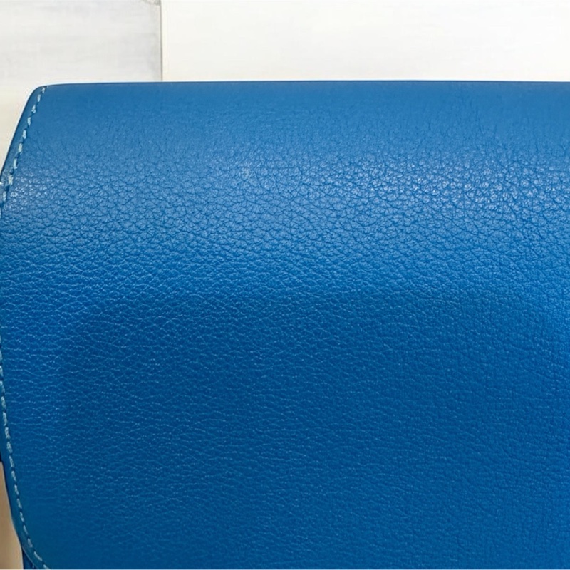 Hermès Mini Roulis 19 坦桑尼克藍el皮銀扣肩背包-10