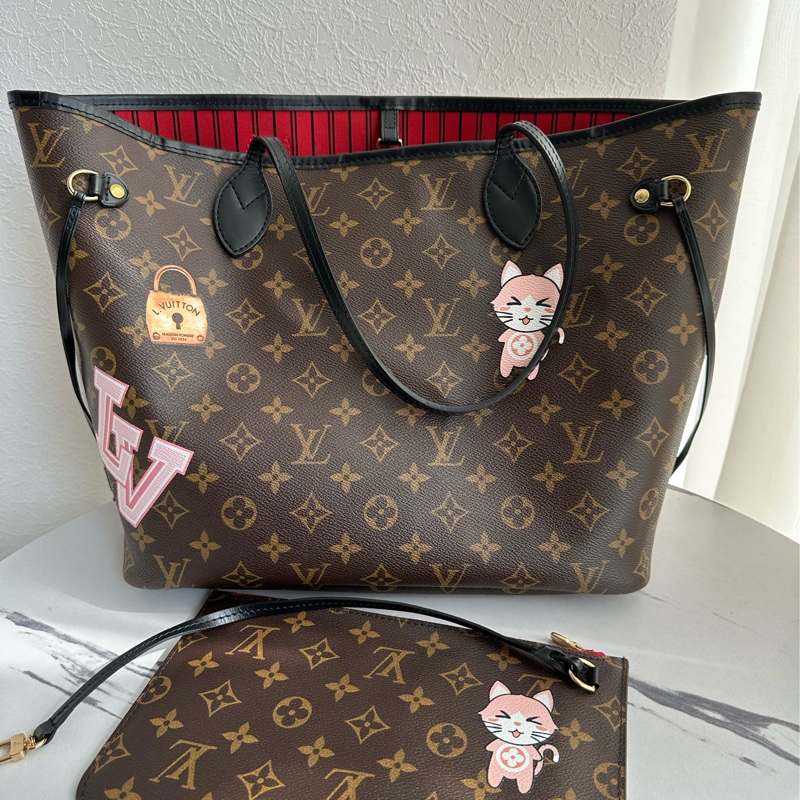 Lv never full mm 貓咪🐱托特包👜-0