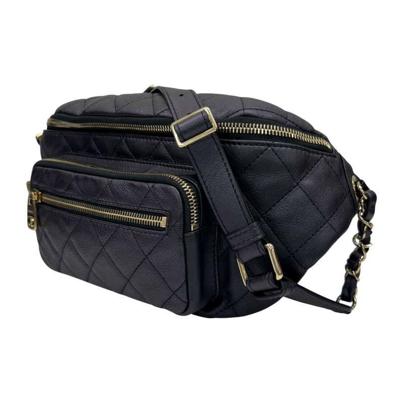 黑色 菱格紋 牛皮 All About Waist Belt 腰包【CHANEL 香奈兒】 AS0556-1