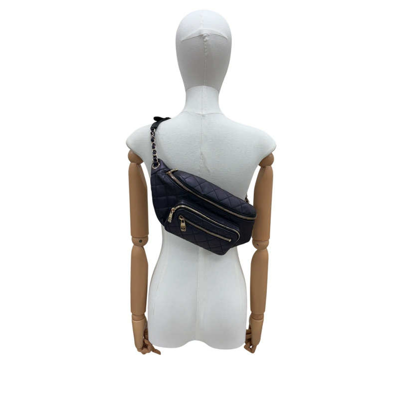 黑色 菱格紋 牛皮 All About Waist Belt 腰包【CHANEL 香奈兒】 AS0556-8