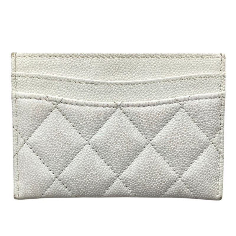 CHANEL 香奈兒 卡夾 荔枝牛皮 白色 淡金釦-5