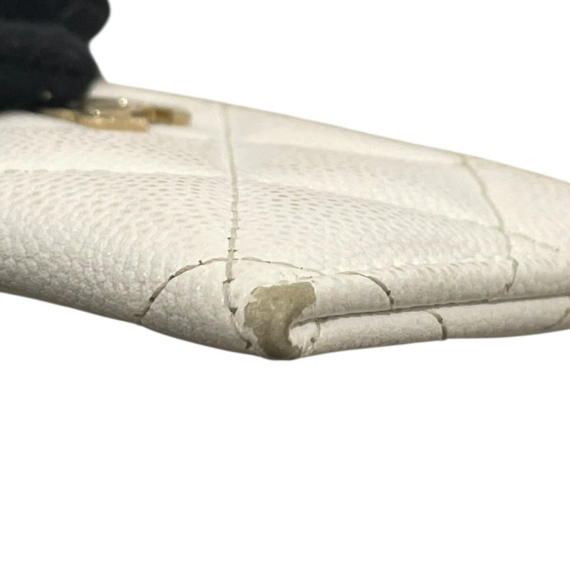 CHANEL 香奈兒 卡夾 荔枝牛皮 白色 淡金釦-6