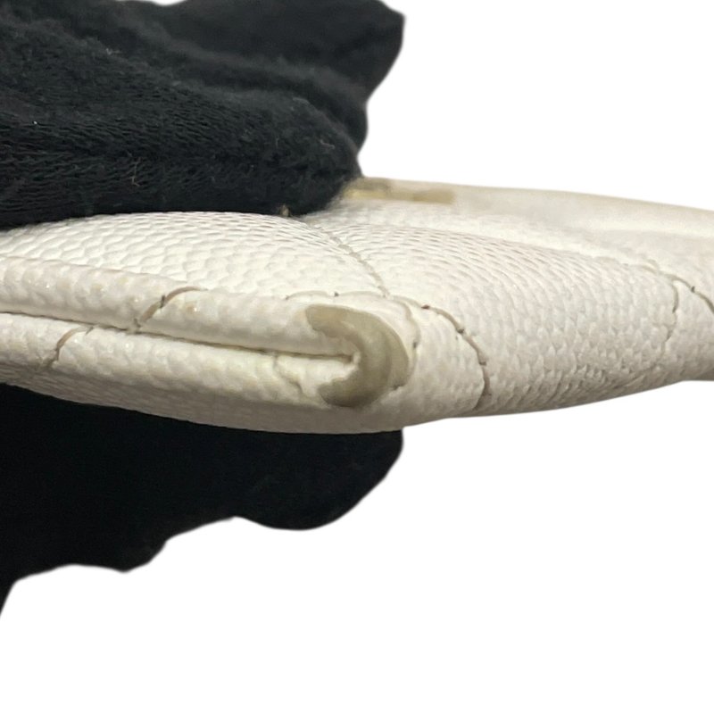 CHANEL 香奈兒 卡夾 荔枝牛皮 白色 淡金釦-7