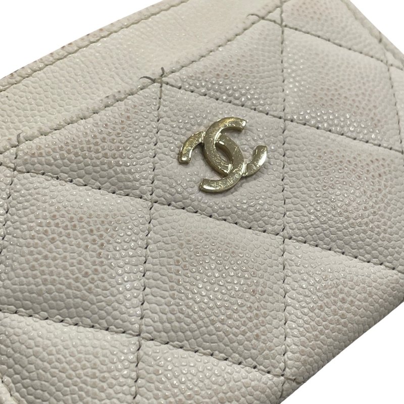 CHANEL 香奈兒 卡夾 荔枝牛皮 白色 淡金釦-11