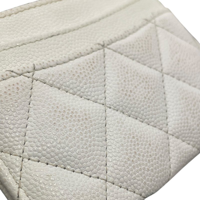 CHANEL 香奈兒 卡夾 荔枝牛皮 白色 淡金釦-12