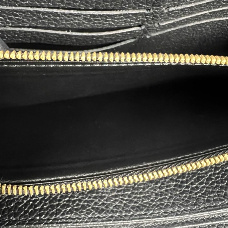 LV Ｍ61864/晶片款 黑壓紋ㄇ拉長夾-5