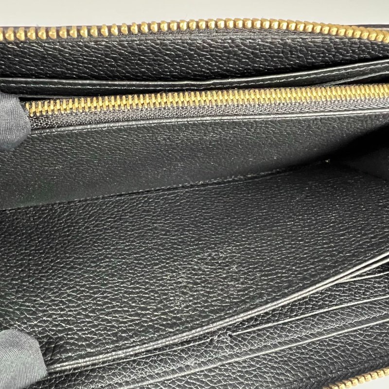 LV Ｍ61864/晶片款 黑壓紋ㄇ拉長夾-6