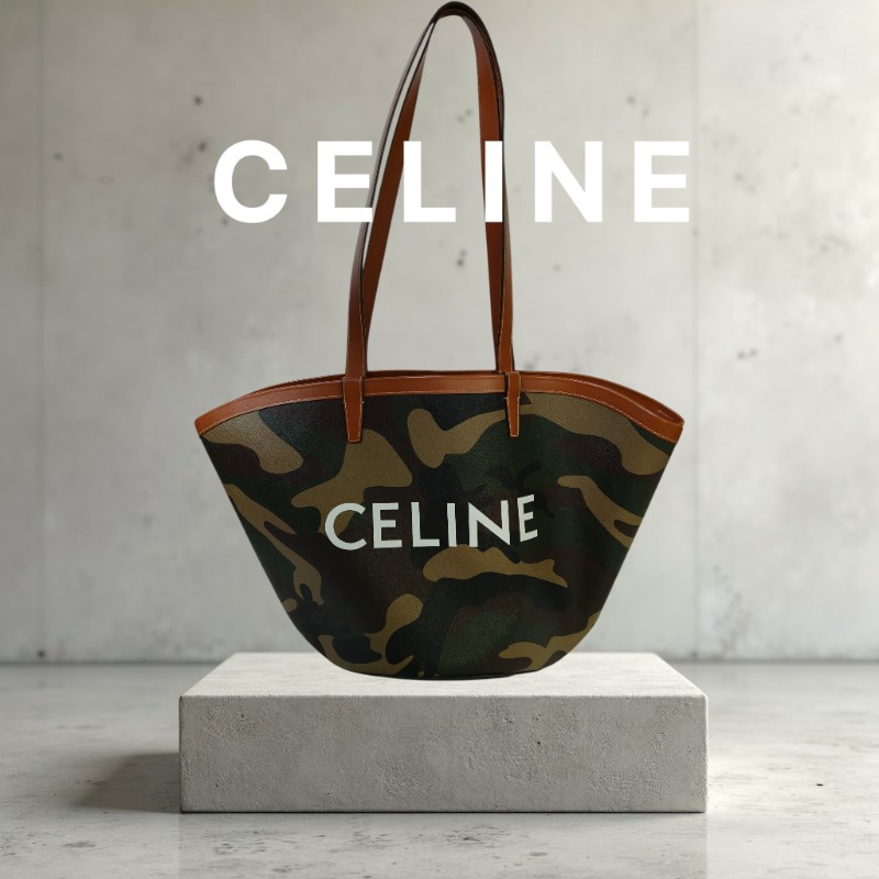 【🐴馬上下單最優惠】🧧限時降價至2/11（原$27800）【8成新】㊣✨CELINE✨(附防塵袋)印字 迷彩 大款 緹花 水桶包 媽媽包 購物包 托特包/二手包/保證正品🌳二手樹屋🌳-0