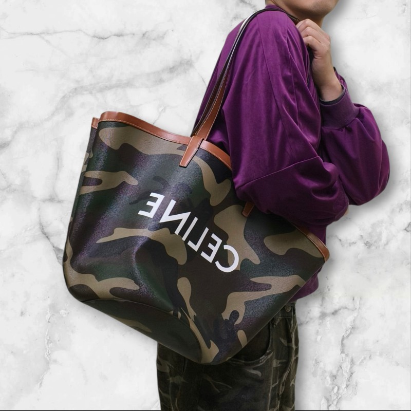 【🐴馬上下單最優惠】🧧限時降價至2/11（原$27800）【8成新】㊣✨CELINE✨(附防塵袋)印字 迷彩 大款 緹花 水桶包 媽媽包 購物包 托特包/二手包/保證正品🌳二手樹屋🌳-51