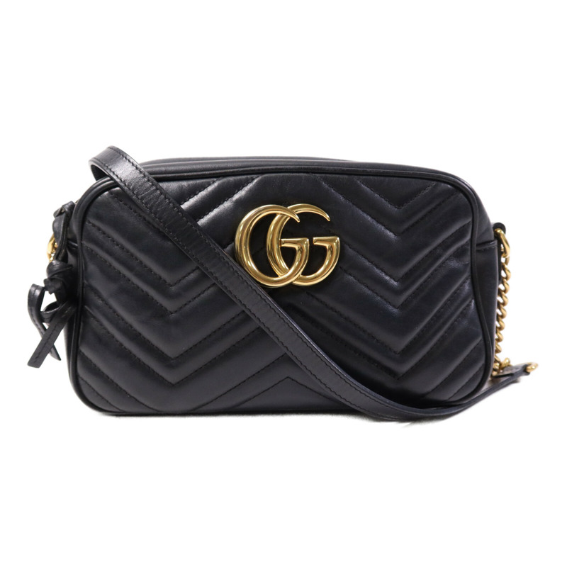 GUCCI 牛皮皮革GG Marmont Small金扣鏈帶肩背袋-0