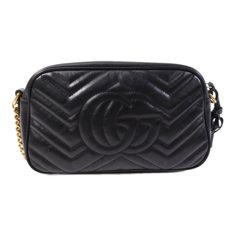 GUCCI 牛皮皮革GG Marmont Small金扣鏈帶肩背袋-1