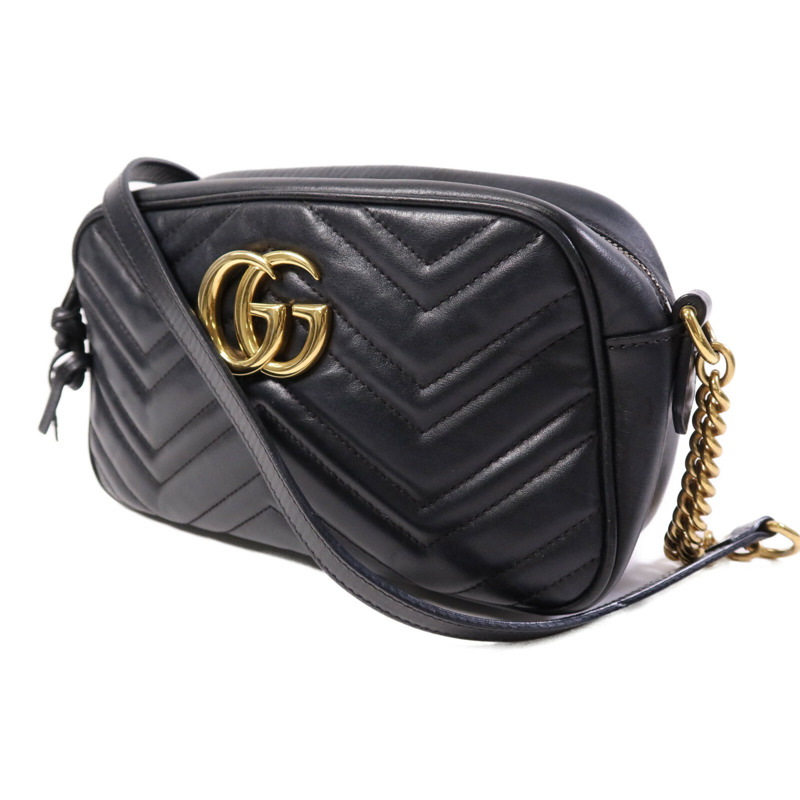 GUCCI 牛皮皮革GG Marmont Small金扣鏈帶肩背袋-2