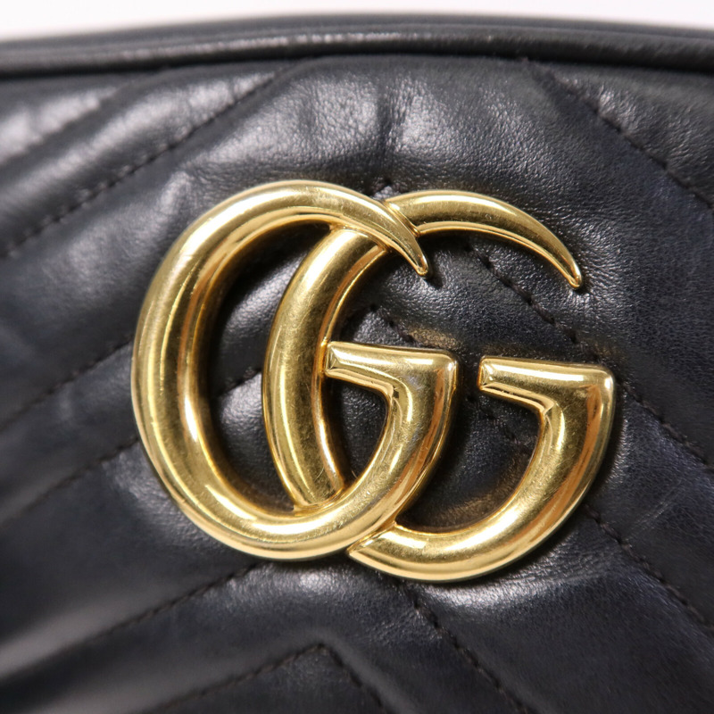GUCCI 牛皮皮革GG Marmont Small金扣鏈帶肩背袋-6
