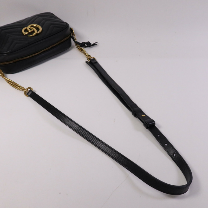 GUCCI 牛皮皮革GG Marmont Small金扣鏈帶肩背袋-8