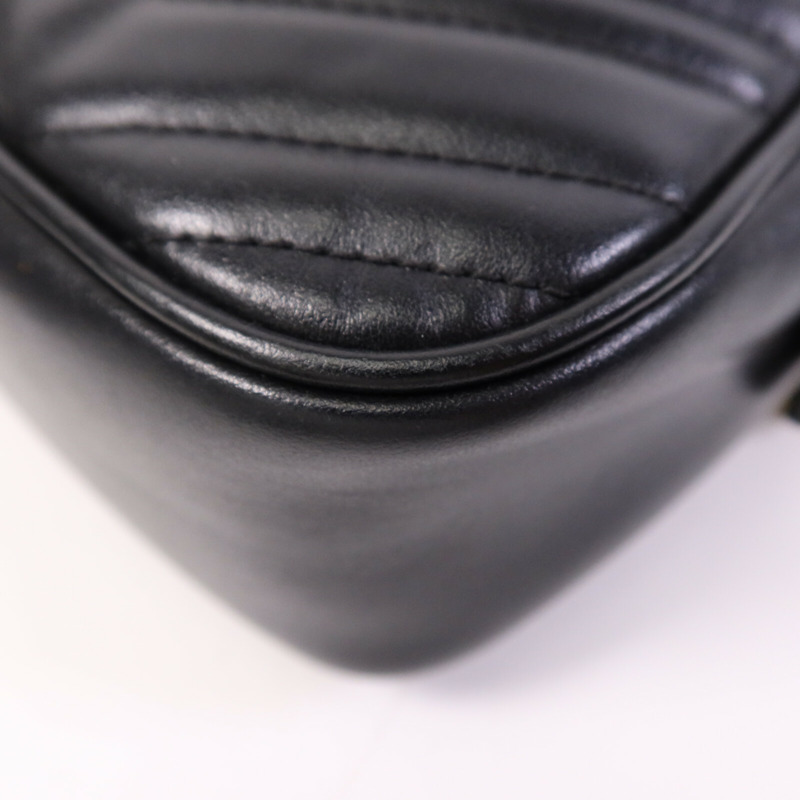 GUCCI 牛皮皮革GG Marmont Small金扣鏈帶肩背袋-11