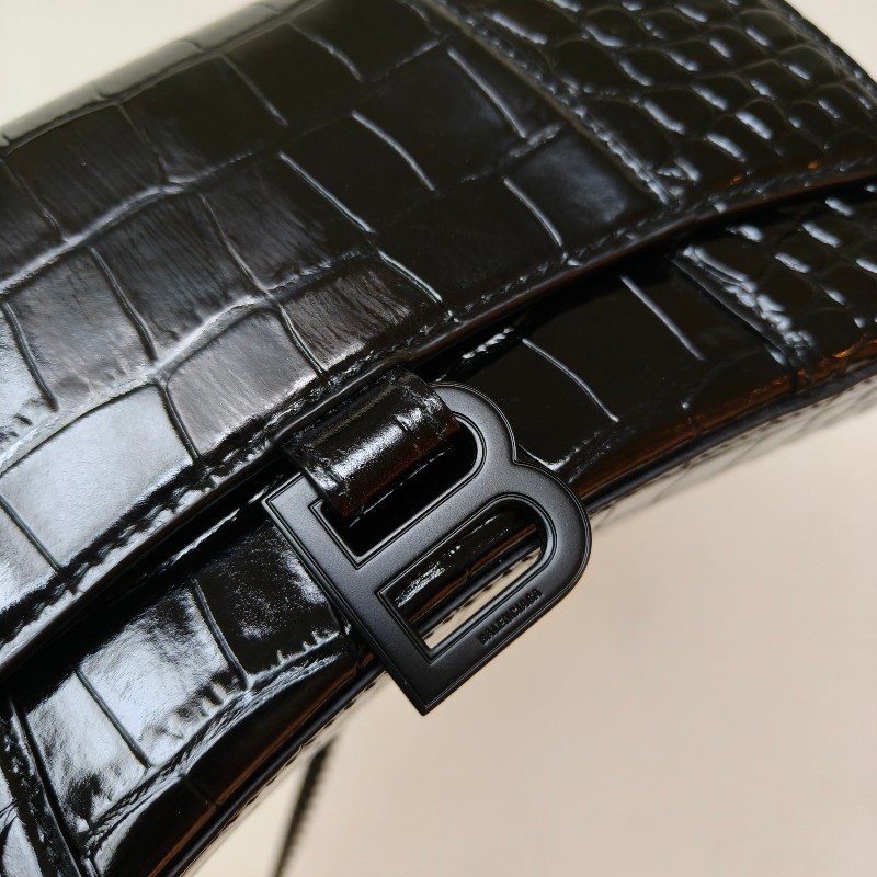 【🐴馬上下單最優惠】🧧限時降價至2/11（原$27800）㊣✨BALENCIAGA✨巴黎世家（附防塵袋）黑色 鱷魚紋 鏈條 沙漏包 肩背包 斜背包 手拿包/二手包/二手精品/保證正品🌳二手樹屋🌳-14