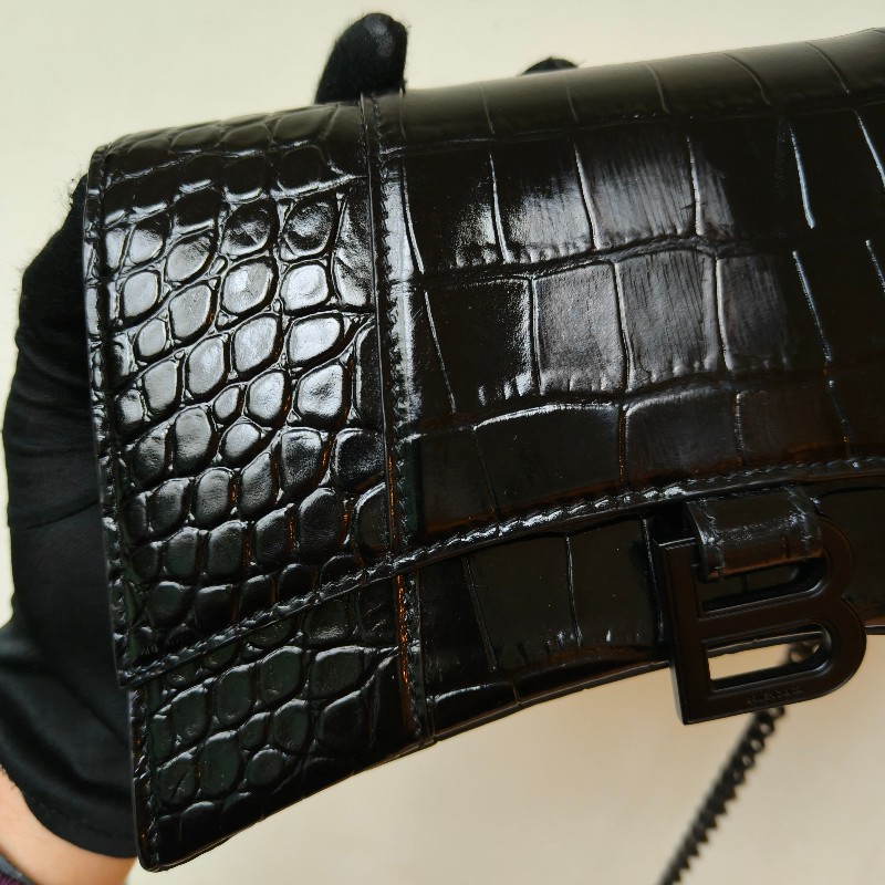 【🐴馬上下單最優惠】🧧限時降價至2/11（原$27800）㊣✨BALENCIAGA✨巴黎世家（附防塵袋）黑色 鱷魚紋 鏈條 沙漏包 肩背包 斜背包 手拿包/二手包/二手精品/保證正品🌳二手樹屋🌳-15
