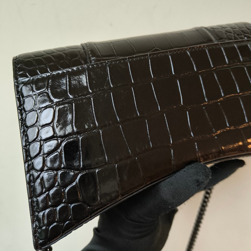 【🐴馬上下單最優惠】🧧限時降價至2/11（原$27800）㊣✨BALENCIAGA✨巴黎世家（附防塵袋）黑色 鱷魚紋 鏈條 沙漏包 肩背包 斜背包 手拿包/二手包/二手精品/保證正品🌳二手樹屋🌳-25