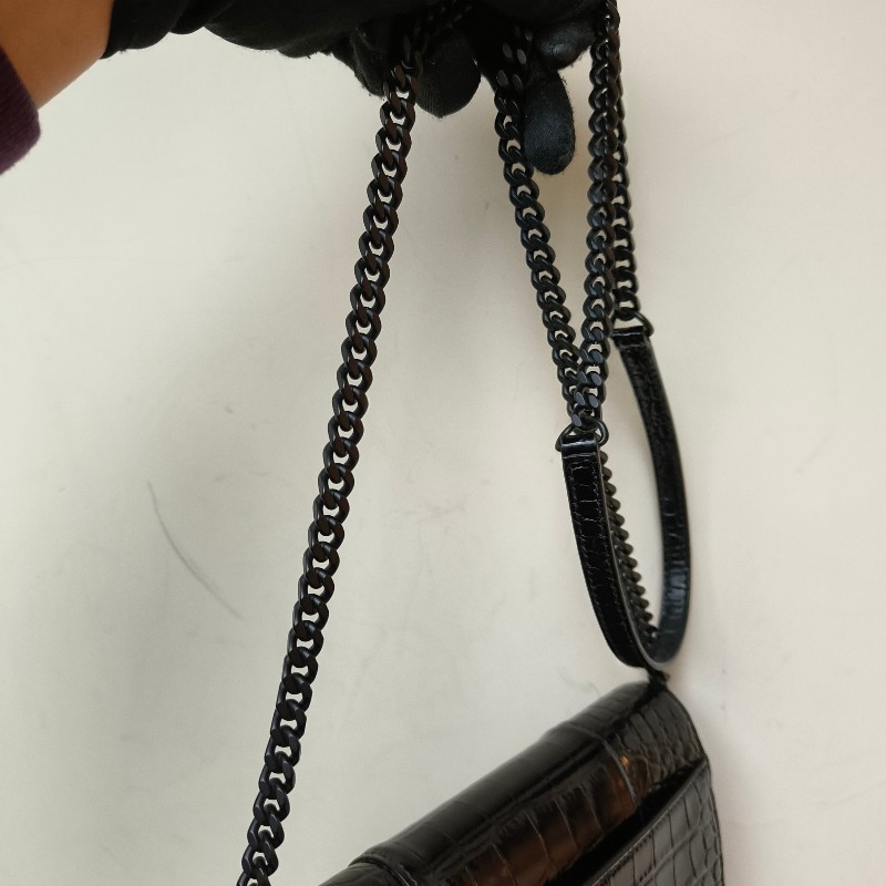 【🐴馬上下單最優惠】🧧限時降價至2/11（原$27800）㊣✨BALENCIAGA✨巴黎世家（附防塵袋）黑色 鱷魚紋 鏈條 沙漏包 肩背包 斜背包 手拿包/二手包/二手精品/保證正品🌳二手樹屋🌳-33