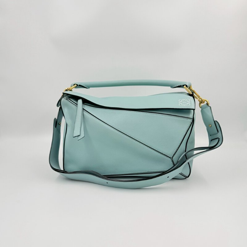 LOEWE水藍色金釦牛皮中號PUZZLE-0