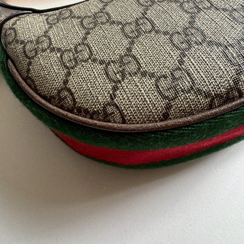 🎉時尚單品 GUCCI 經典老花彎月迷你腋下包-4
