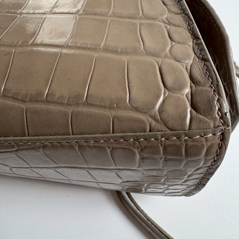 ✨超級可愛 BALENCIAGA 灰色鱷魚壓紋CITY MINI 機車包-33