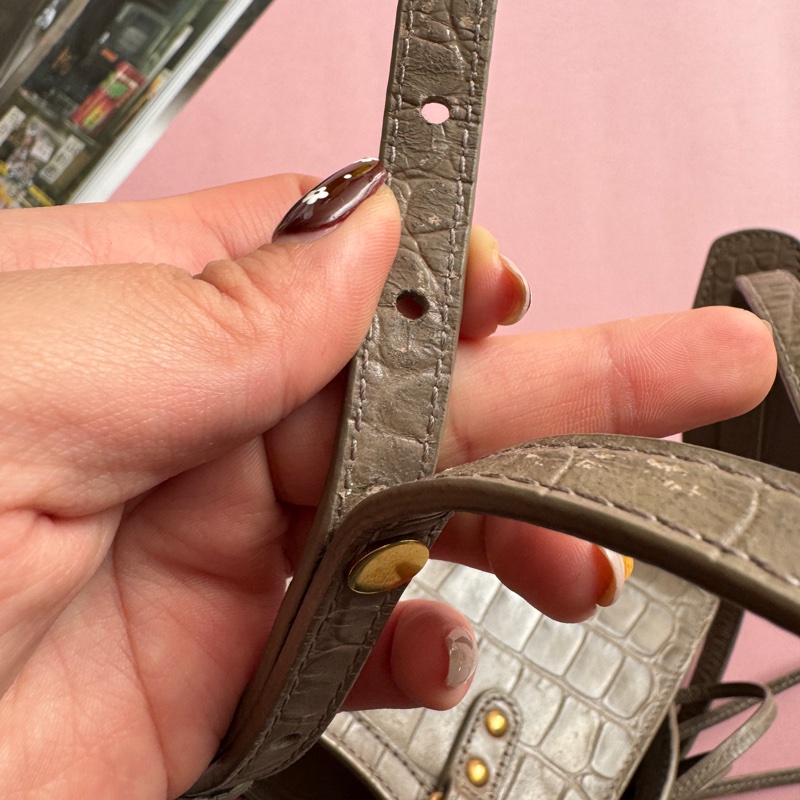 ✨超級可愛 BALENCIAGA 灰色鱷魚壓紋CITY MINI 機車包-36