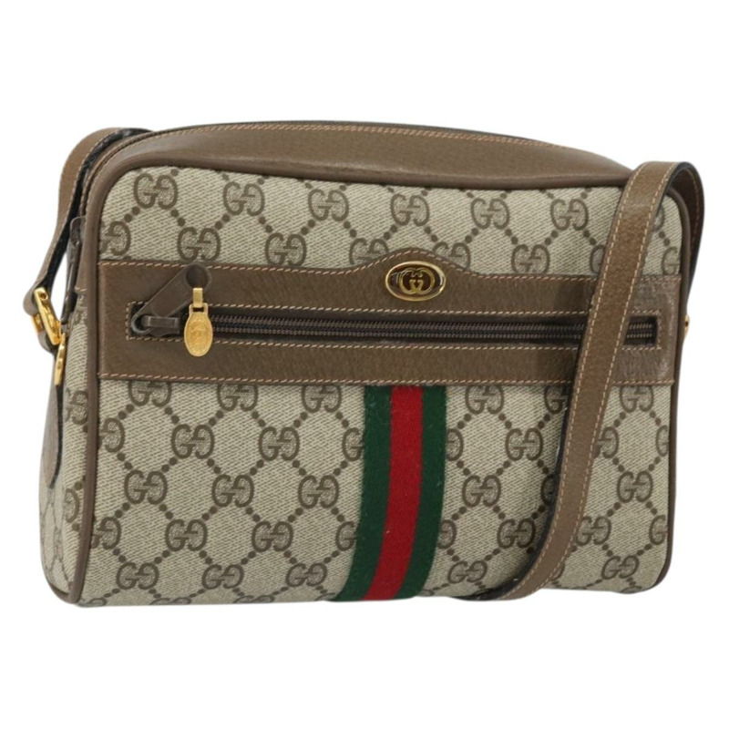 【日本直送】GUCCI GG Supreme Web Sherry Line 單肩包 PVC 米色 68 02 004 Auth am10537-0